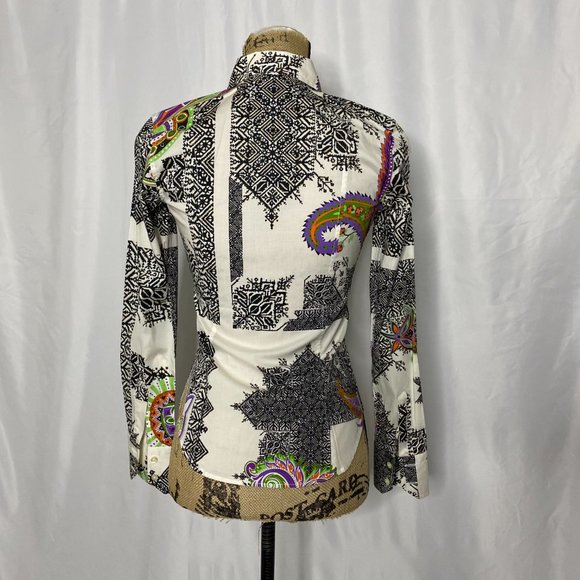 ETRO  Patterned Button Up Shirt Blouse Top - Picture 5 of 9